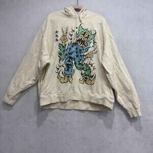 Teddy Fresh Hoodie Mens 2XL White Graphic Pullover Monster Bear Sleeve Print